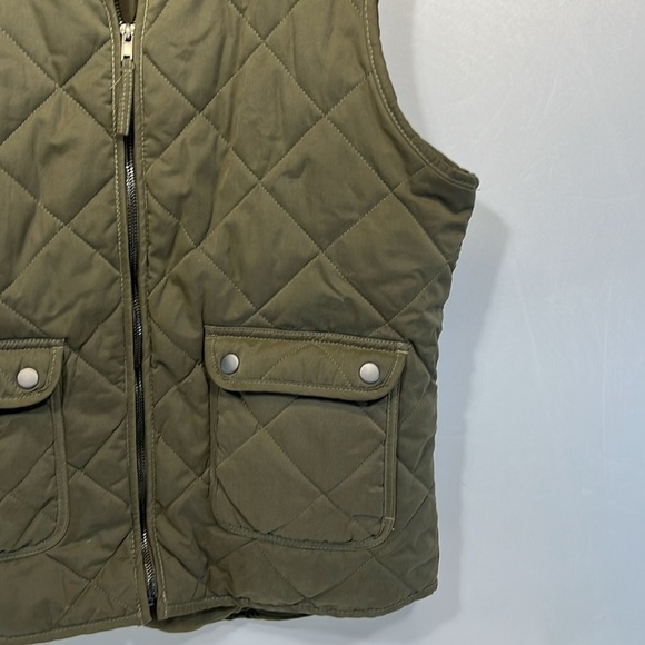 Thread & Supply Olive  Green Quilted Full Zip Snap Flap pockets  Womens large - Picture 5 of 12
